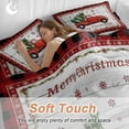 thumbnail image 4 of Christmas Trucks Duvet Cover Set King Size, Xmas Tree Snowflakes Wood Grain Red Plaid 4 Piece Soft Microfiber Bedding Set with 1 Duvet Cover, 1 Flat Sheet, 2 Pillowcases, 4 of 9