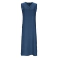 thumbnail image 4 of Neewe Classic Summer Long Dress for Women Tshirtdress Plain V Neck Sleeveless A-Line Ankle Length Daily Dresses, 4 of 6