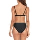 thumbnail image 4 of Traje de baño para mujer, traje de baño de dos piezas con tirantes finos, Color puro, fruncido, transpirable, con aros, acolchado, Bikini, traje de baño negro S, 4 of 6