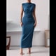 thumbnail image 4 of Vestido Ajustado Fruncido para Mujer Azul L, 4 of 7