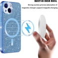 thumbnail image 4 of for iPhone 15 Glitter Case with Camera Lens Protector, Slim TPU Clear Magnetic Case with Magsafe Shiny Rhinestone Bling Sparkly Diamond Cover for iPhone 15 CZ Blue, 4 of 12