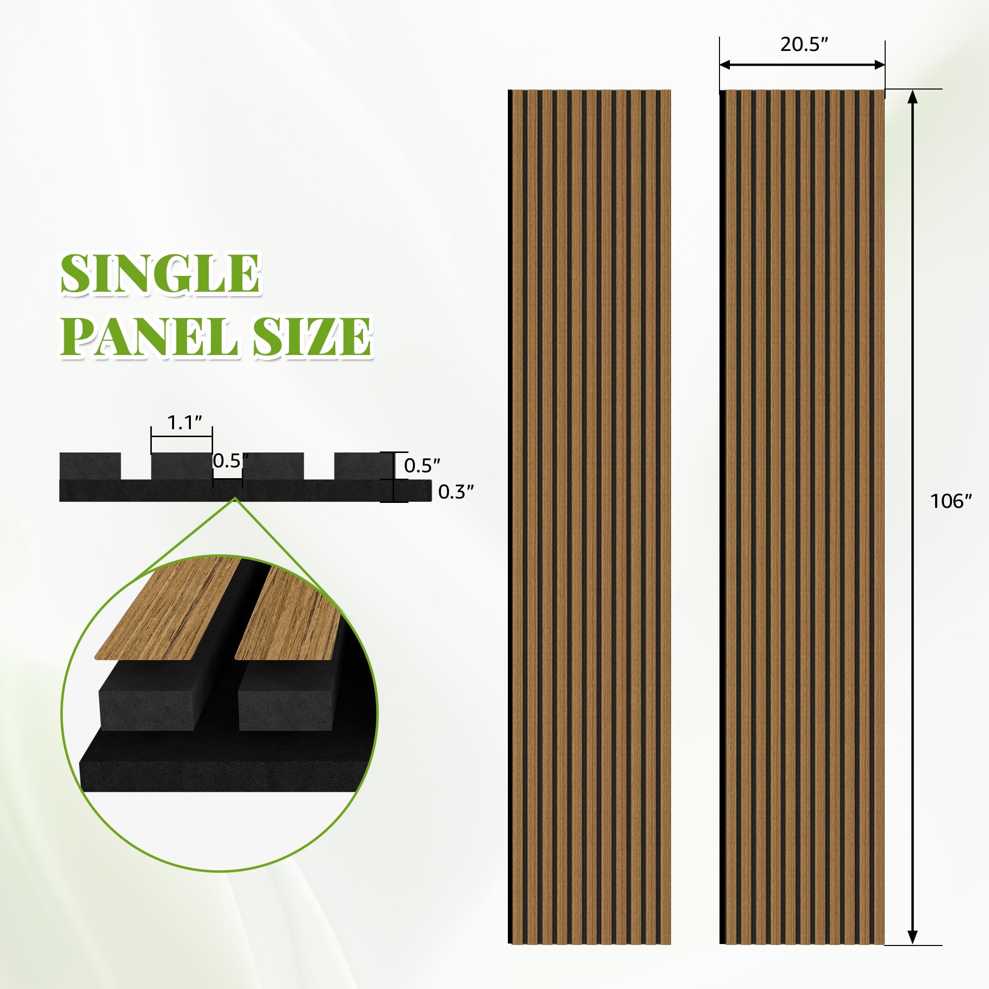 Easy4Home 2Pcs 106"x20.5" Wood Slat Acoustic Wall Panels, 3D Fluted Soundproof Decorative Panels for Interior Walls, Classic Oak