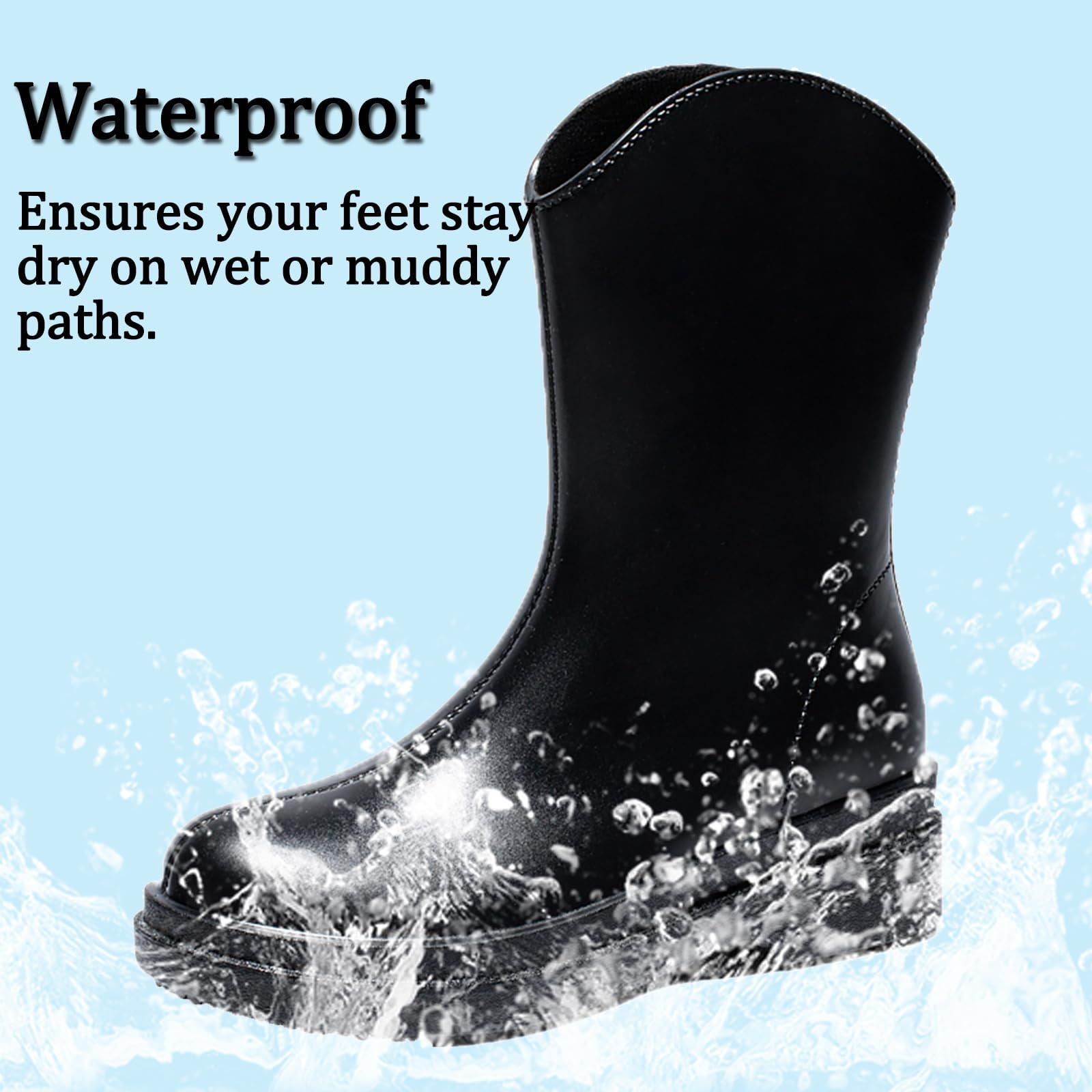 AUXDIQ Rain Shoes Women Mid-calf Boots Waterproof Rain Boots Outdoor Garden Shoes