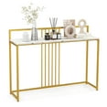 thumbnail image 1 of Costway 47" Golden Metal Frame Foyer Table Modern Faux Marble Top Console Table with Baffle, 1 of 10