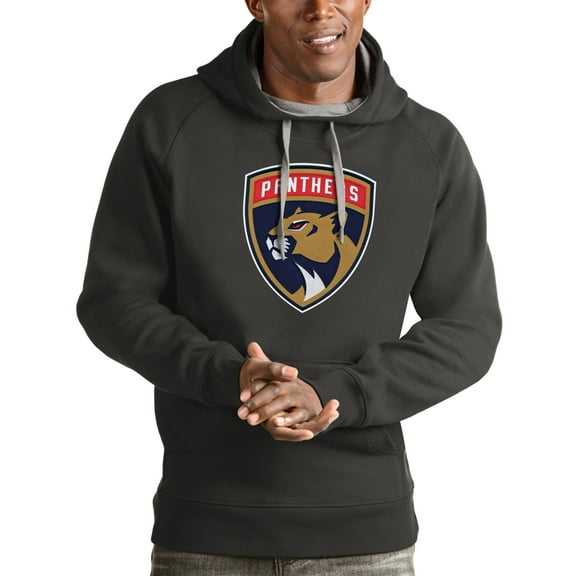 Men's Antigua Charcoal Florida Panthers Logo Victory Pullover Hoodie