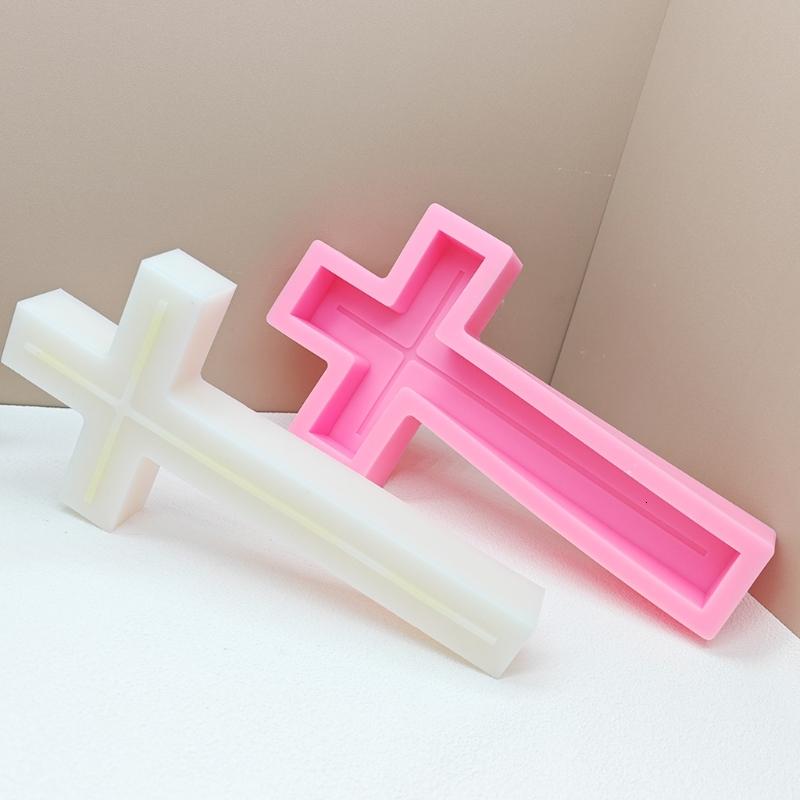 HONCLL Cross Shaped Candle Molds for Candle Soap Halloween Decorations Christmas Gift, Cross Shaped Resins Molds for Art Craft