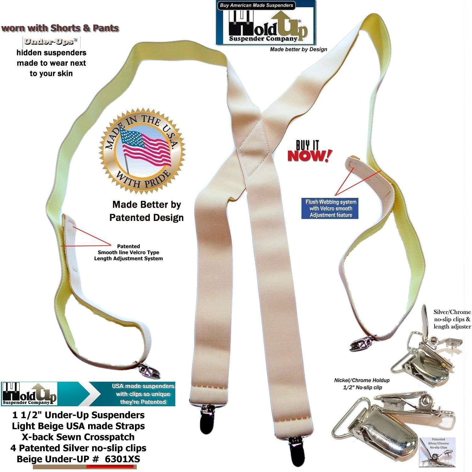 SIDE CONSTRUCTION Clip BEIGE Undergarment Suspenders