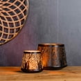 thumbnail image 2 of Melrose Set of 2 Black and Gold Abstract Punched Candle Holders 8", 2 of 3