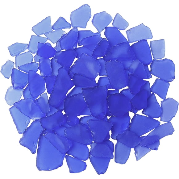 Sea Glass for Crafts, 16oz Cobalt Blue Seaglass Pieces Decor Flat Frosted Sea Glass Vase Filler Crushed Sea Glass for DIY Art Craft Supplies, Aquarium Decor, Beach Wedding Party Decor (Cobalt Blue)