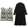 thumbnail image 5 of Boho Women Crochet Knit Vest Waistcoat Floral Pattern Sleeveless V-Neck Cardigan, 5 of 5