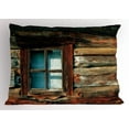 thumbnail image 1 of Scenery Pillow Sham Single Window with White Curtain on a Wooden Background Lumberjack House Photo, Decorative Standard Size Printed Pillowcase, 26 X 20 Inches, Brown and Blue, by Ambesonne, 1 of 2