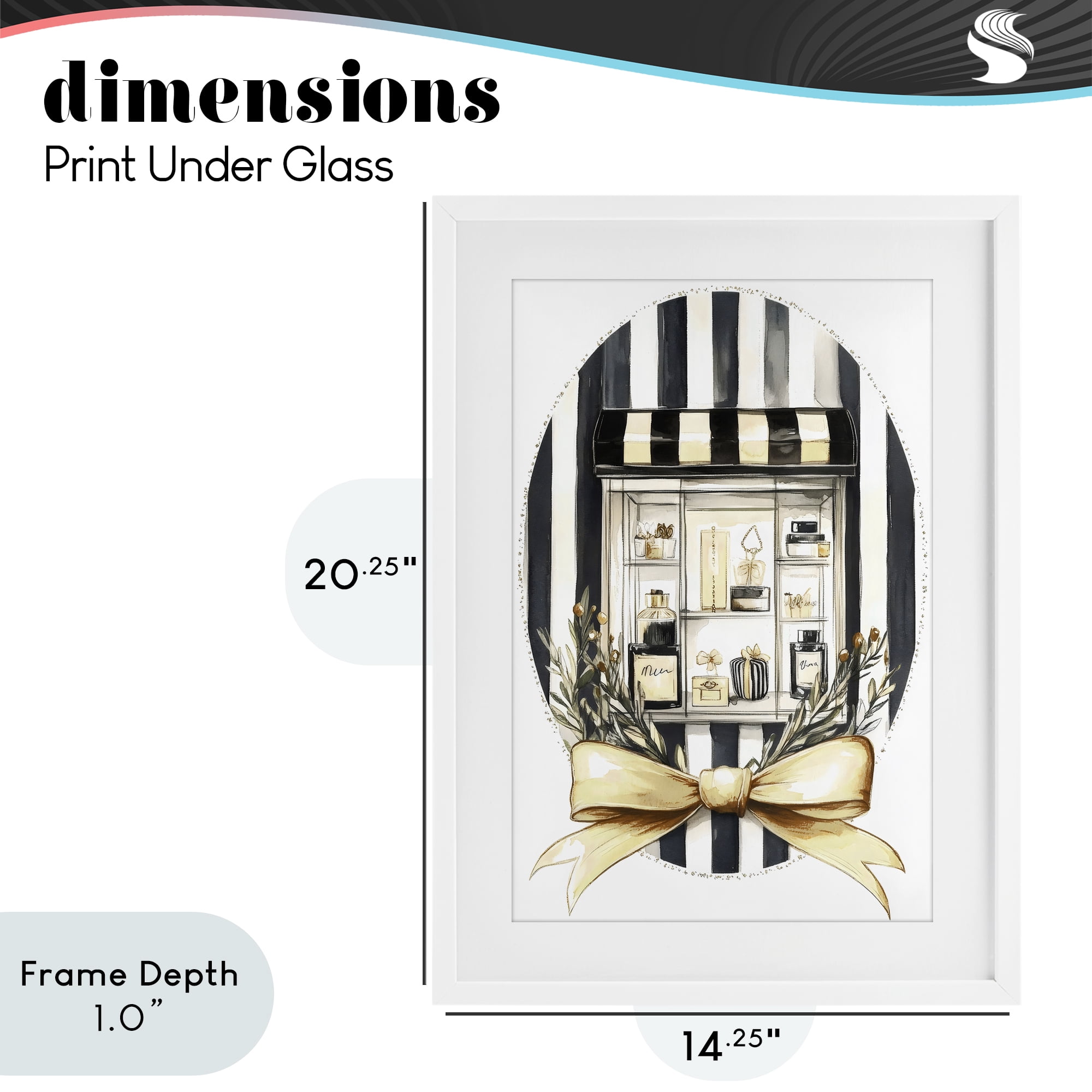 Stupell Industries Maison Perfume Window Display White Framed Print Under Glass, design by Petal Prints Design