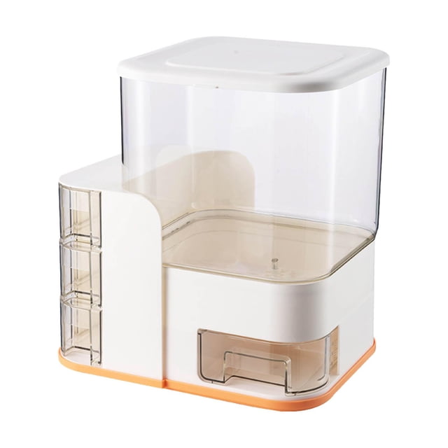 Contenedor multiusos para arroz, cubo de 4 rejillas, sellado, dispensador de granos integrales rosado