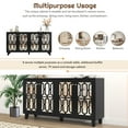 thumbnail image 7 of Sideboard Buffet Cabinet with Storage, 4-Door Mirror Hollow-Carved Accent Storage Cabinet with Adjustable Shelves, TV Console Table for TVs up to 65inch for Living Room Bedroom Entryway, Black, 7 of 7