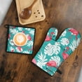 thumbnail image 5 of Flamingo and Palm Leaves Tropical Hawaii Kitchen Oven Mitt and Pot Holder Sets 2 Pcs for Baking, Cooking and Grilling, Heat Resistant Up To 392 °F, 5 of 7
