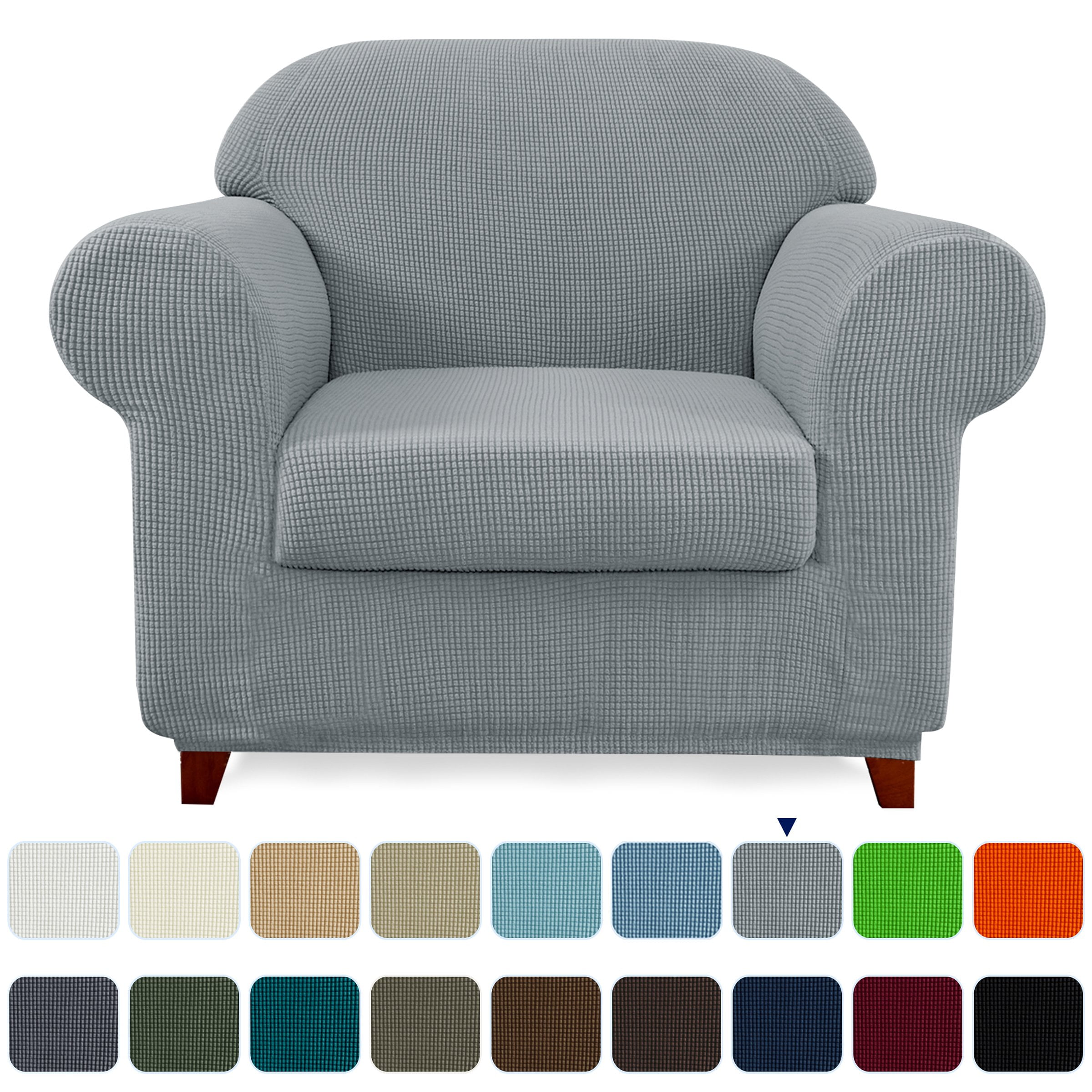 Subrtex Stretch 2Piece Textured Grid Sofa Slipcover Jacquard Non Slip