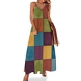 thumbnail image 1 of Nuevos vestidos sin mangas con símbolos de chakras de patchwork vestidos con mangas largas Vestidos largos de moda para mujer, 1 of 7