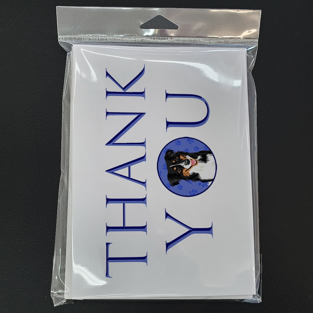 Carolines Treasures CK8921GCA7P 5 x 7 in. Unisex Australian Shepherd Black Tricolor No.3 Thank You Greeting Cards & Envelopes, Multi Color - Pack of 8