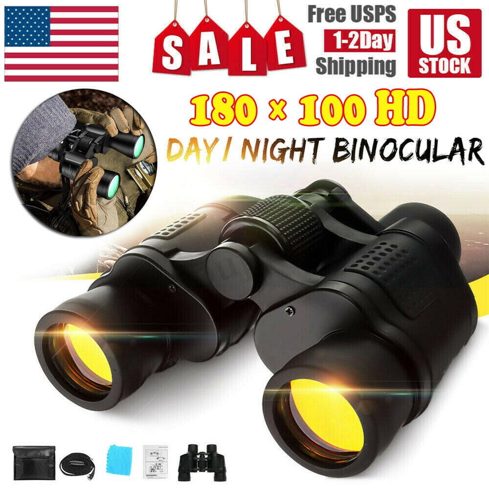 Day/Night 180x100 Zoom BAK4 Military Binoculars Optics Hunting Camping Powerful 