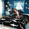 thumbnail image 4 of meiyoeat Ink Shark Silhouette Full Size Comforter Sets for Men Boys, Gothic Sketch Sea Animal Bedding Comforter Set, Black White, Black Reversible, 3-Piece, 1 Comforter and 2 Pillowcases, 4 of 6