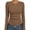 Brown, variant on Womens Long Sleeve Shirts Square Neck Slim Fit Basic Tops Ribbed Thermal Undershirts Layering Tee