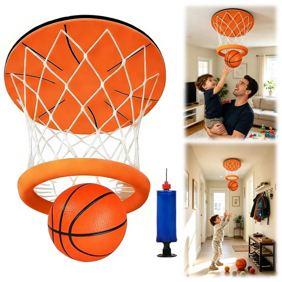 Silent Mini Basketball Hoop, Indoor Over The Door & Wall Mount Basketball Game, Mini Basketball Hoop with Ball and Pump