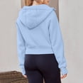 thumbnail image 3 of Linfrsh Womens Lined Half Zipper Sweatshirts Funnel Neck Long Sleeve Oversized Pullover Hoodies with Thumb Holes Light Blue,L, 3 of 4
