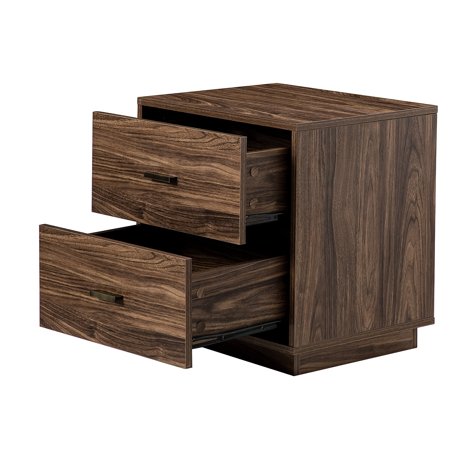 Resenkos Modern Design Wooden End Side Table with 2 Drawers, Nightstand Storage Cabinet for Bedroom,Walnut Resenkos Modern Design Wooden End Side Table with 2 Drawers, Nightstand Storage Cabinet for Bedroom,Walnut