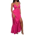 thumbnail image 1 of xiaxaixu Femmes Robe d'Été Longue Cravate Sans Manches Bretelles Spaghetti Découpe Cocktail Robe de Soirée Robe de Soirée, 1 of 5