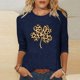 thumbnail image 1 of TaTaai Womens St. Patrick's Day Printed Loose Tops 3/4 Sleeve Round Neck Casual Fashion Blouses Soft Stretchy Breathable Spring Winter Daily Wear Gift, 1 of 4