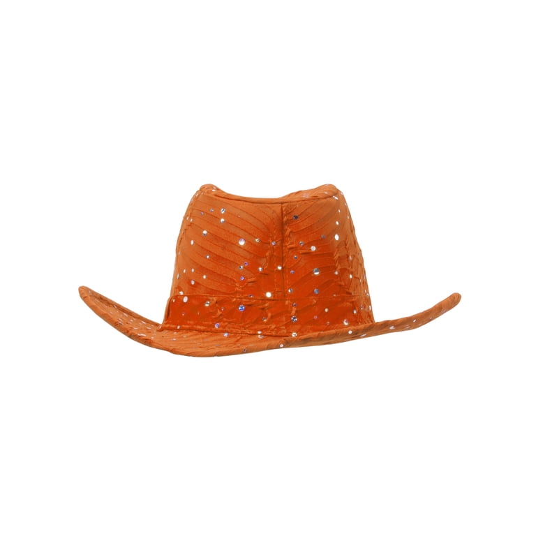 Glitter Sequin Trim Cowboy Hat - Orange - Walmart.com display picture 1