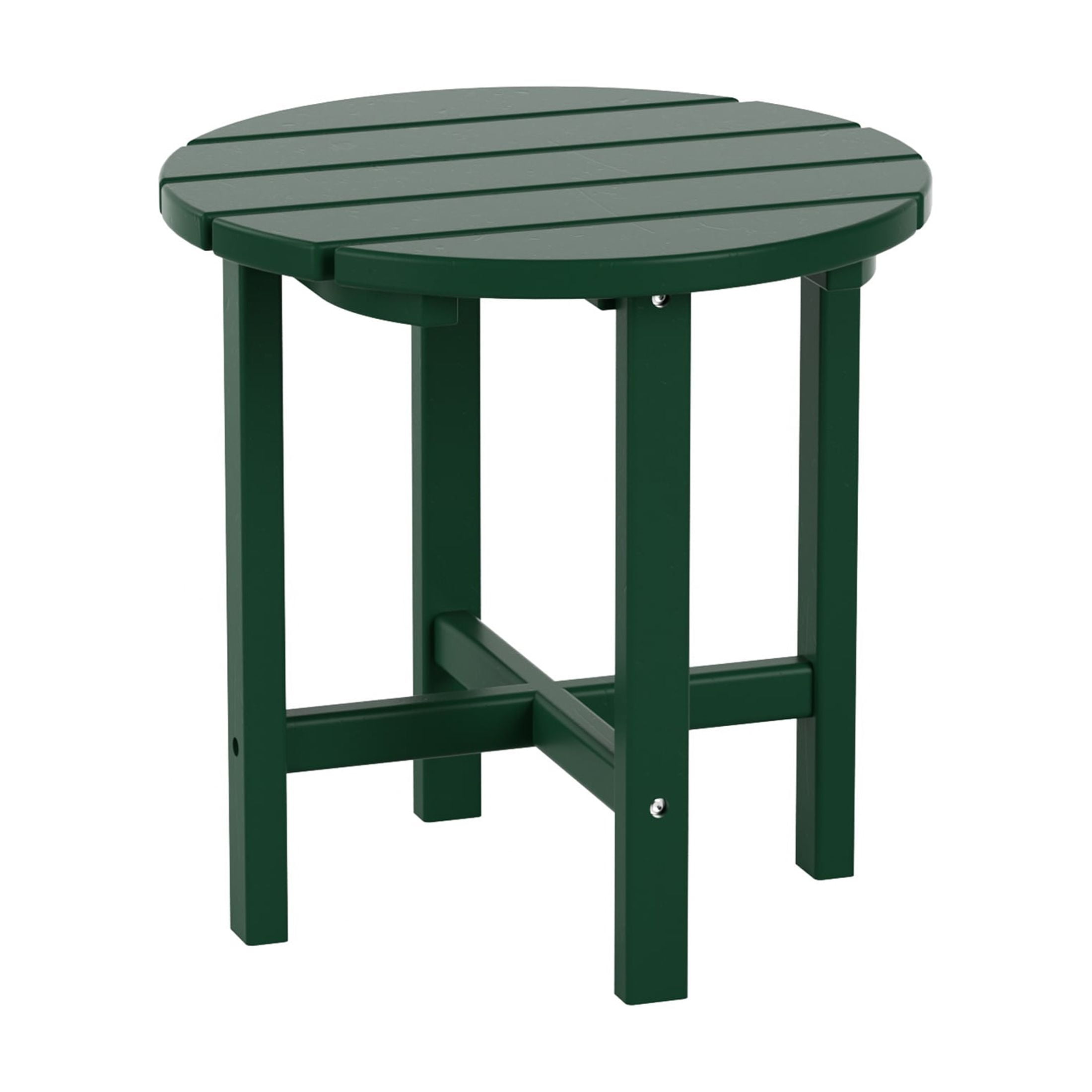 WestinTrends Dylan Adirondack Chair with Side Table, All Weather Poly Lumber Outdoor Seating Patio Conversation Bistro Set, Seashell Curved Slat Backrest, Dark Green