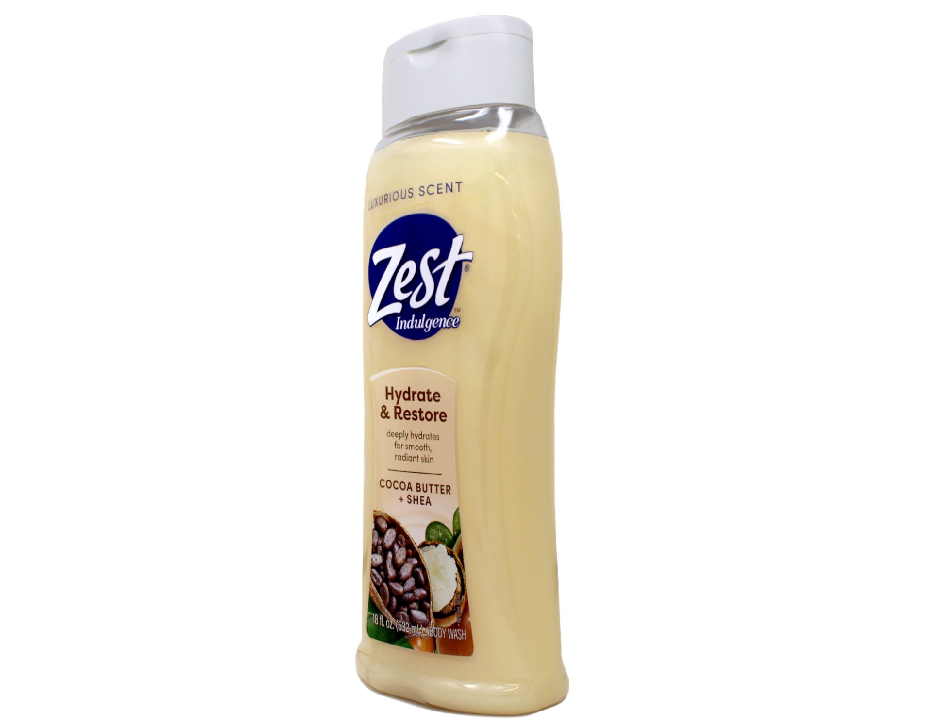 Zest Body Wash, Creamy Cocoa Butter & Shea 18 oz (Pack of 4)