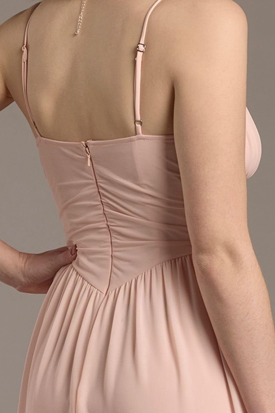 Kirablend Serena Chiffon Spaghetti Strap A-Line Maxi Dress with Slit