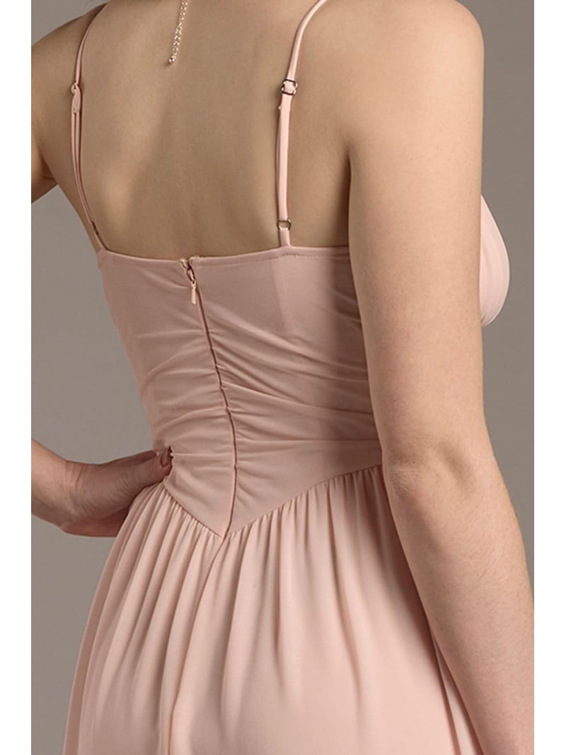 white christmas dresses BABARONI Halter Chiffon Long Bridesmaid Dresses-Ivory, Ivory / US0