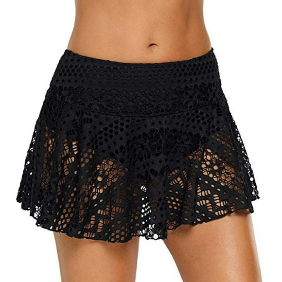 Womens Swim Skirt Lace Crochet Swim Skirt Bikini Bottom Swimsuit Board Shorts Skort Swimdress