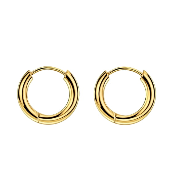 2mm Surgical Steel Hoop Earrings for Women 8mm Hinged Huggie Hoop Small Hoop Earrings Gold Plated