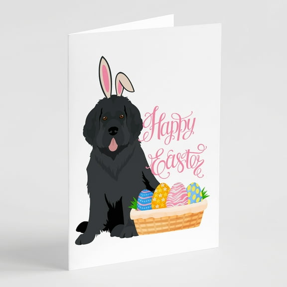 Black Newfoundland Easter Greeting Cards and Envelopes Pack of 8 7 in x 5 in