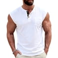 thumbnail image 2 of Noric Men's Sleeveless Henley Tank Tops Solid Color Summer Casual with Chest Pocket Muscle Tee, 2 of 9