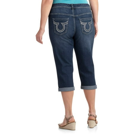 pockets capris plus faded glory embellished bling denim