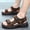 Dark Brown, variant on Men's Black Thick-Soled Outdoor Sandals with Mesh, Breathable, and Hook-and-Loop Fastener for Beach and Creek Wading