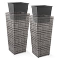 thumbnail image 6 of Casafield (Set of 2) All-Weather Outdoor Planters with Liners - Gray, Tall Tapered Plant Boxes with Flower Pots for Front Porch, Patio, Garden, 6 of 7