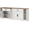 thumbnail image 3 of WAMPAT 82.7"W TV Stand for up to 80" TVs,Farmhouse Entertainment Center with Storage Barn Door Cabinet,TV Console Table with Media Cabinet and Drawers for Living Room,Bedroom,Cream White, 3 of 7
