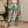 thumbnail image 3 of Women's Casual Fashion Christmas Print Sweatpants with Drawstring Waistband and Cuffed Legs, Comfortable Long Pants for Sports and Home Wear, Elastic Waist for Easy Fit,Dark Green,M, 3 of 5