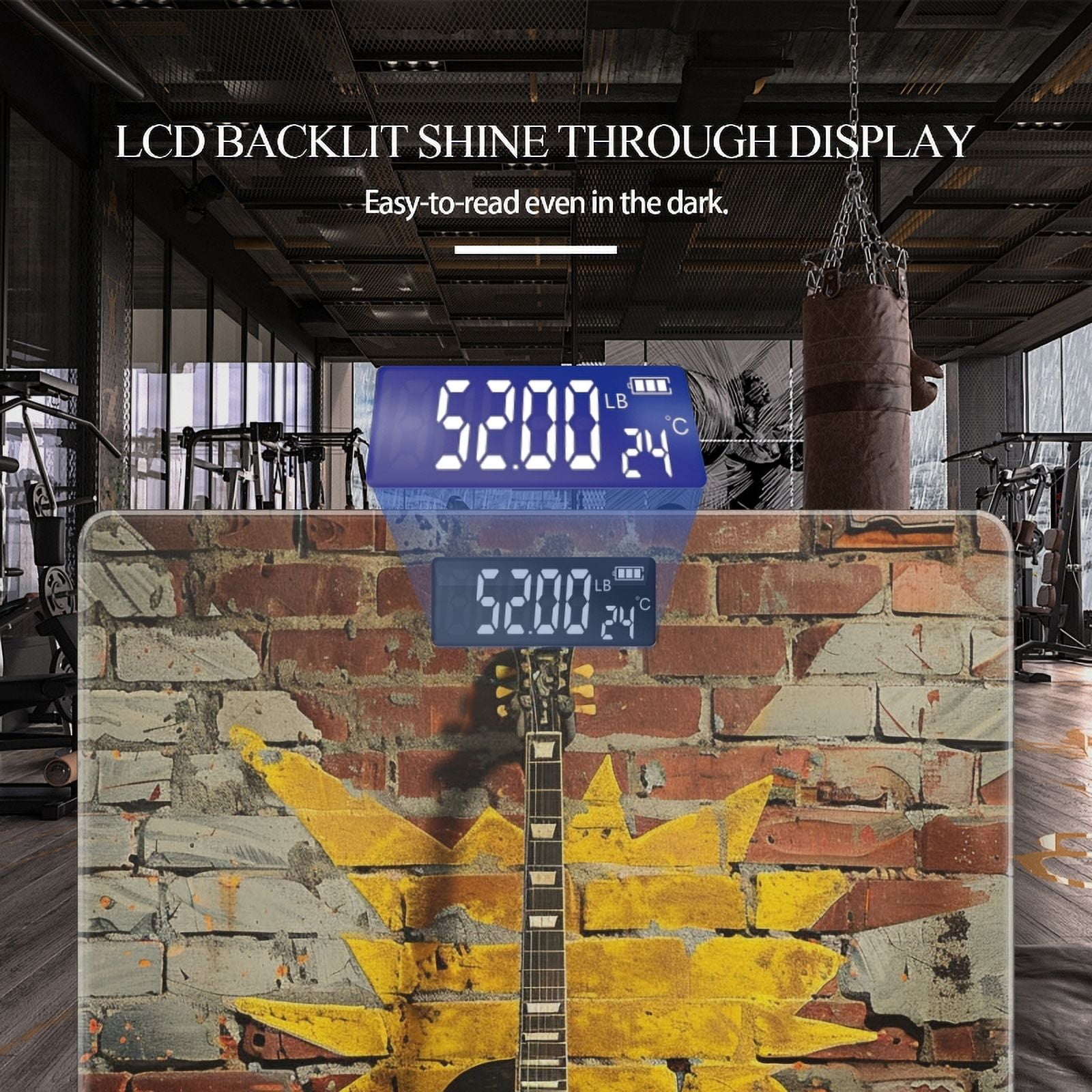 Bathroom Scale, Highly Accurate Digital Body Scale,Precisely Measures Weight up to 400 lbs-Classic Guitar Leaning Against Old Brick Wall