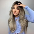 thumbnail image 4 of Brown Blonde Wigs for Women Long Blonde Wavy With Dark Roots Synthetic Wig Heat Resistant, 4 of 6