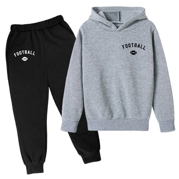 Emitonse Toddler Baby Boy Clothes Suit Kids 2 Piece Hoodie Sweatshirt and Sweatpants Tracksuit Set Casual Pullover Outfit Size 5-6 Years,Grey