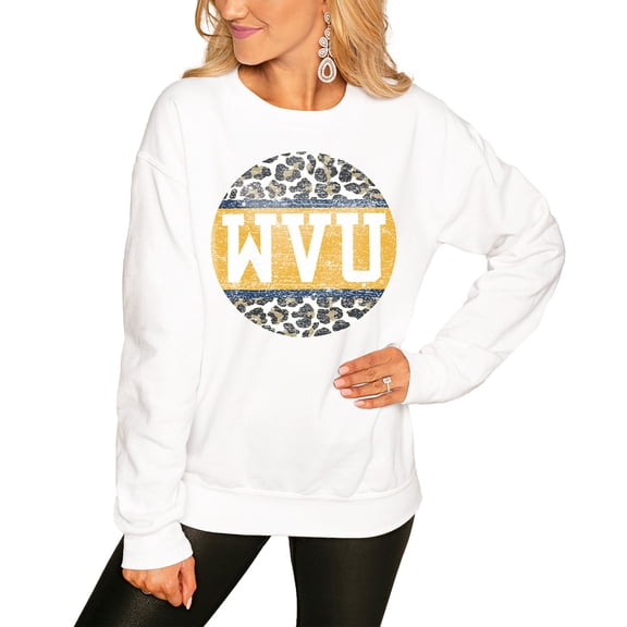 Women's White West Virginia Mountaineers Scoop & Score Pullover Sweatshirt