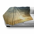 thumbnail image 3 of Yellow and Blue Soft Flannel Fleece Throw Blanket, Sky with Sun Rays Dusk Clouds Mystic Summer Air Tranquil Landscape, Cozy Plush for Indoor and Outdoor Use, 50" x 70", Slate Blue Sepia, by Ambesonne, 3 of 6