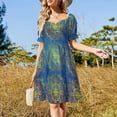 thumbnail image 4 of Vestido de manga corta con mandala azul y dorado vestidos para mujer vestidos de mujer elegantes y bonitos vestidos para mujer Vestido, 4 of 7